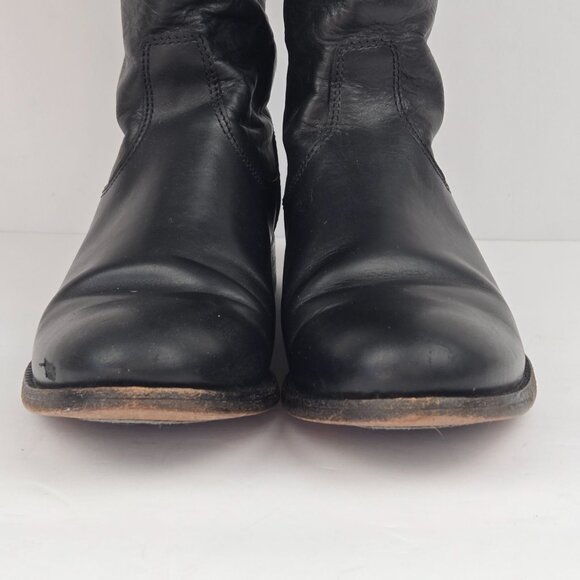Frye Melissa Button Back Black Leather Riding Boots Size 7.5 B - Picture 5 of 16